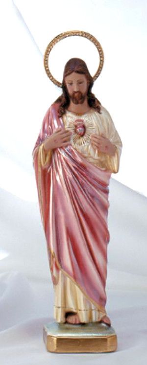 Sacred Heart of Jesus pearlized statue w/halo (2 pcs) 12"