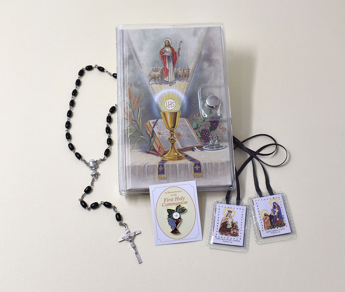 FC First Mass Book Vinyl Set: Come My Jesus (w/pin, scapular &amp; black Rosary)
