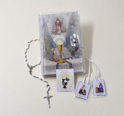 FC First Mass Book Vinyl Set: Come My Jesus (w/pin, scapular &amp; white Rosary)