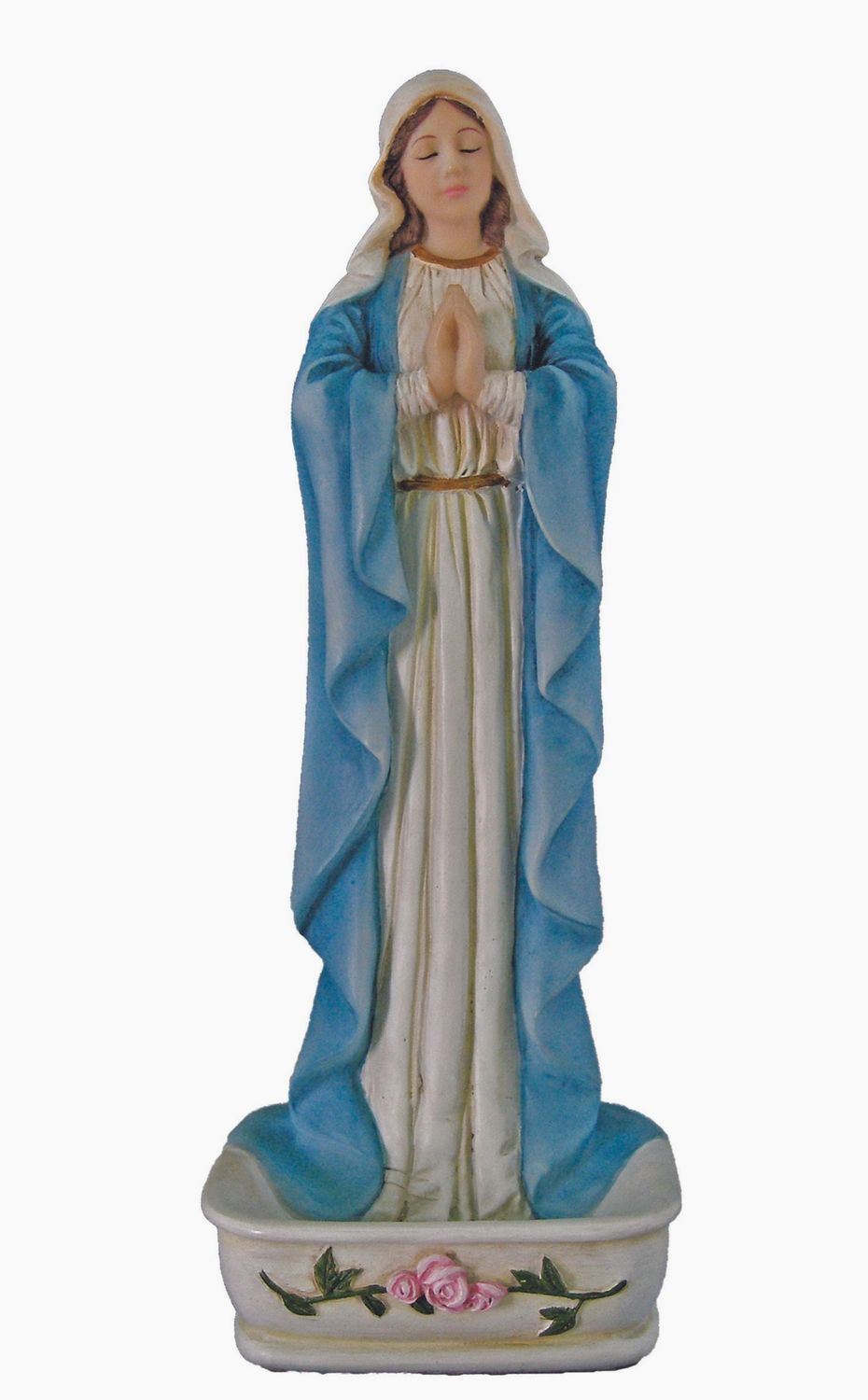 Standing Praying Virgin Rosary Holder/Font in Color 6.25"