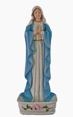 Standing Praying Virgin Rosary Holder/Font in Color 6.25"
