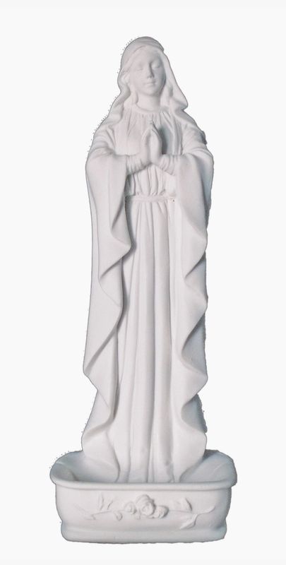 Standing Praying Virgin Rosary Holder/Font in White 6.25"