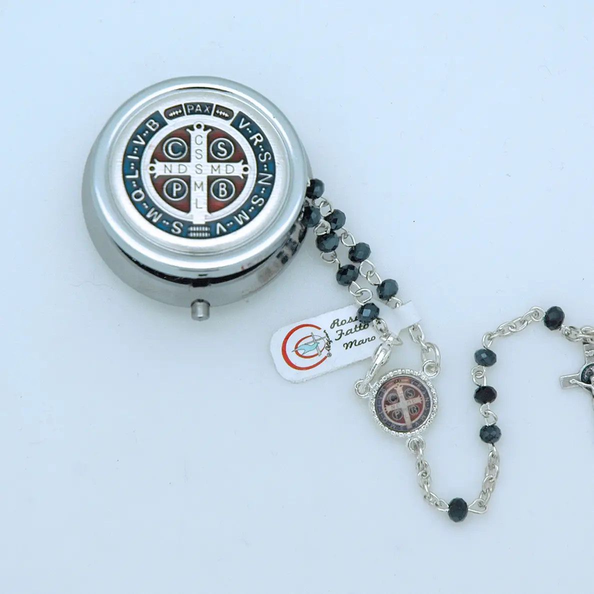 St Benedict 4mm Rosary with Metal box
