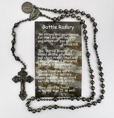 Gun Metal St Benedict Battle Rosary
