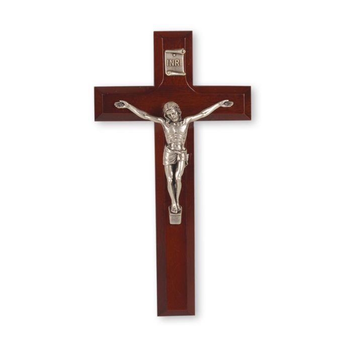 7" Dark Cherry Cross with Antiqued Silver Finish Corpus