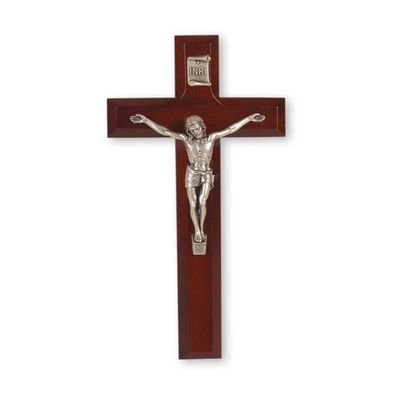 7" Dark Cherry Cross with Antiqued Silver Finish Corpus