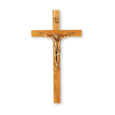 9" Oak Cross with Museum Gold Finish Corpus