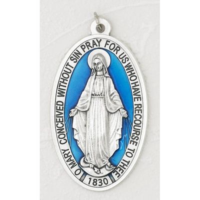 Miraculous Medal Small Wall Medal blue enamel  3.5"