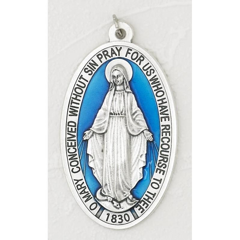 Miraculous Medal Small Wall Medal blue enamel  3.5"
