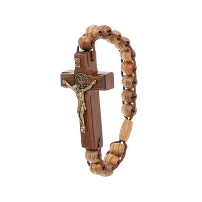 St Benedict Crucifix One Decade Wooden Rosary