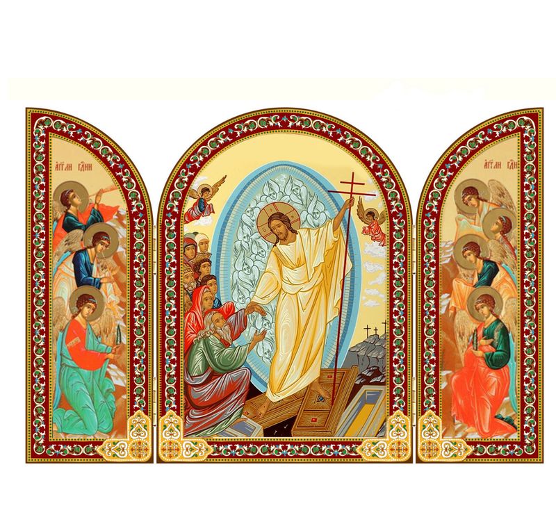 Resurrection of Christ Triptych Icon  4"