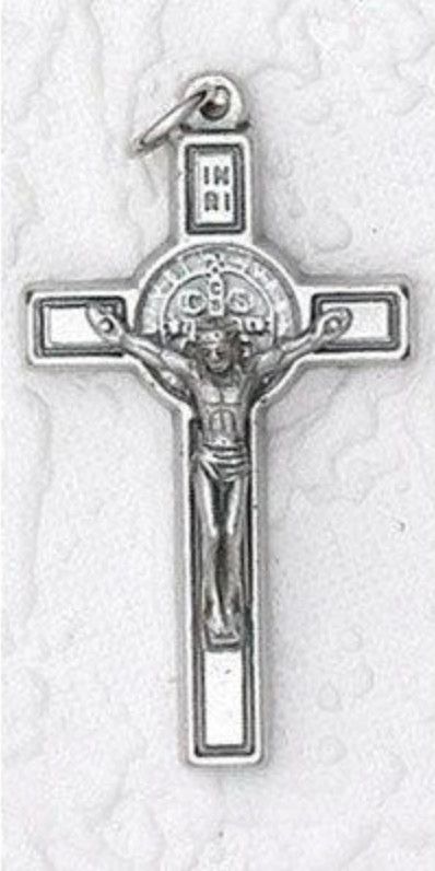 St Benedict 1.5" Crucifix, Color: silver tone