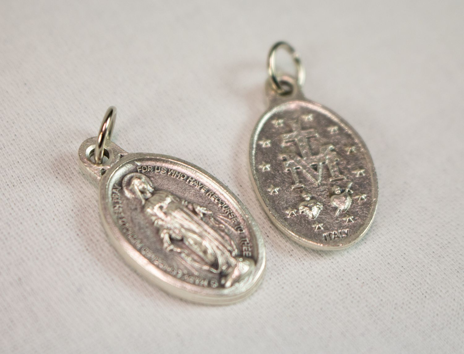 Miraculous Medal 1" Double Sided, Color: silver tone