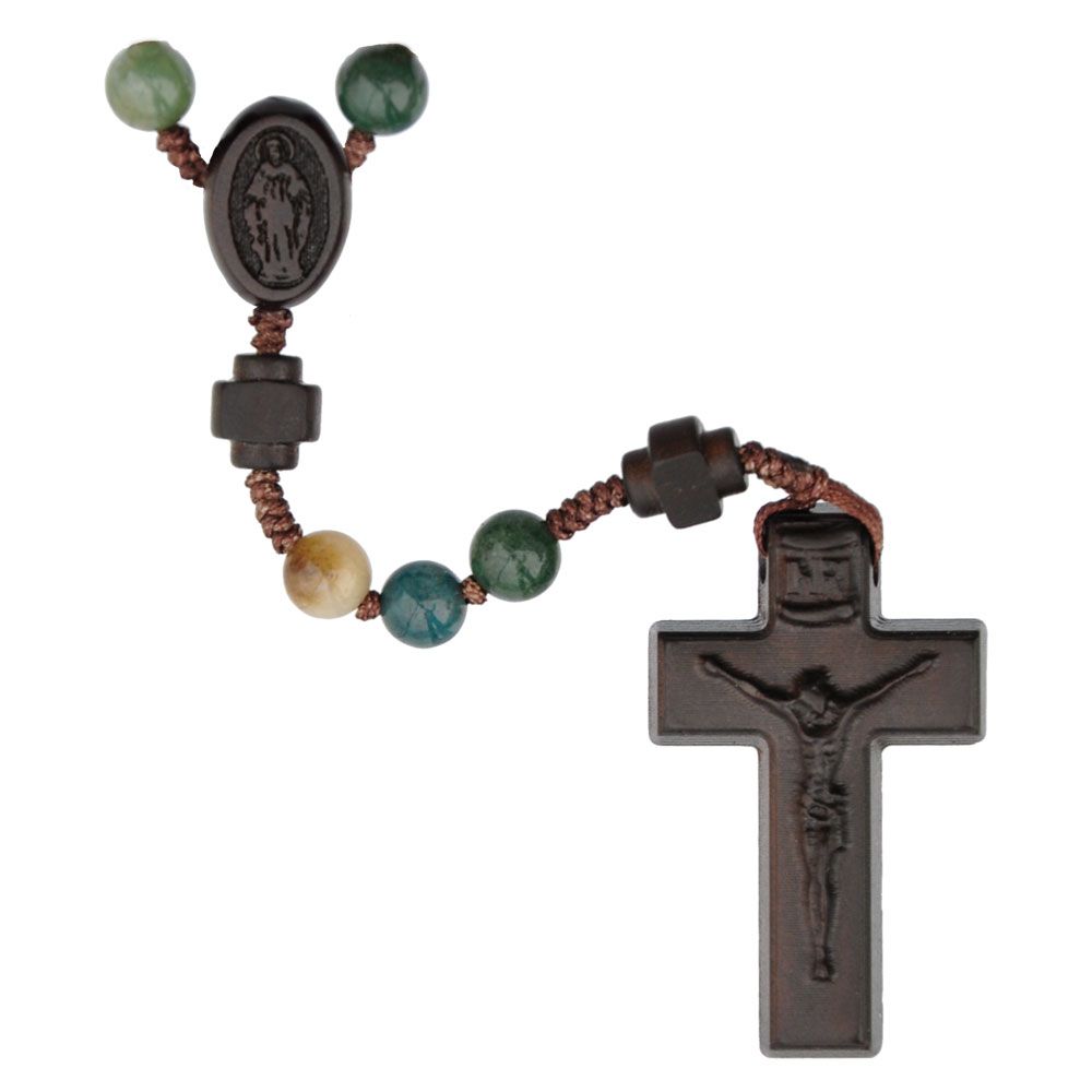 Multicolor Onyx/Jujube Wood Rosary, Size: 6mm