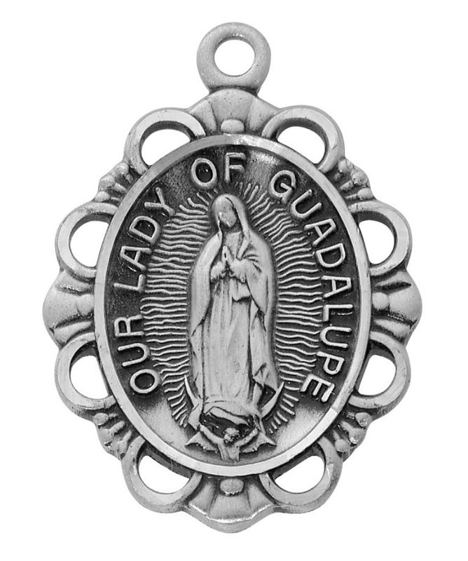 Sterling Silver Guadalupe Medal on 18" Rhodium  Chain