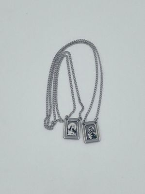 Brazilian stainless steel scapular with black &amp; white images