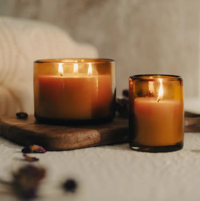 Pure Beeswax Candle in Blown Glass - 8oz Pure Beeswax Candle in Blown Glass - 8oz