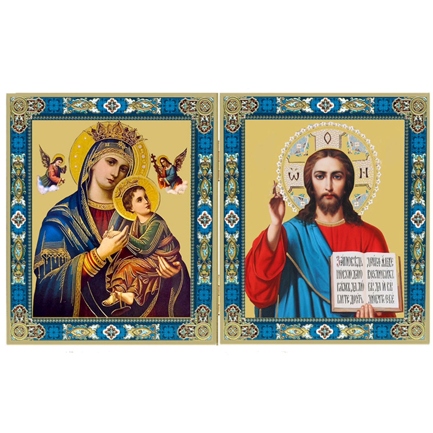 Our Lady of Perpetual Help &amp; Christ the Teacher Diptych Icon 5" x 8"