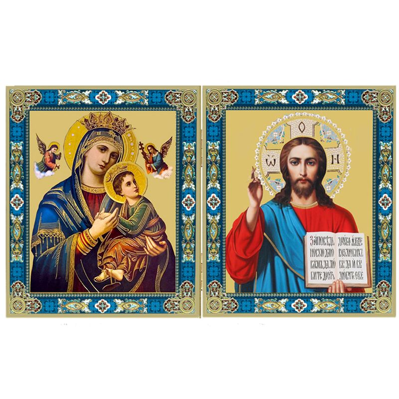 Our Lady of Perpetual Help &amp; Christ the Teacher Diptych Icon 5" x 8"