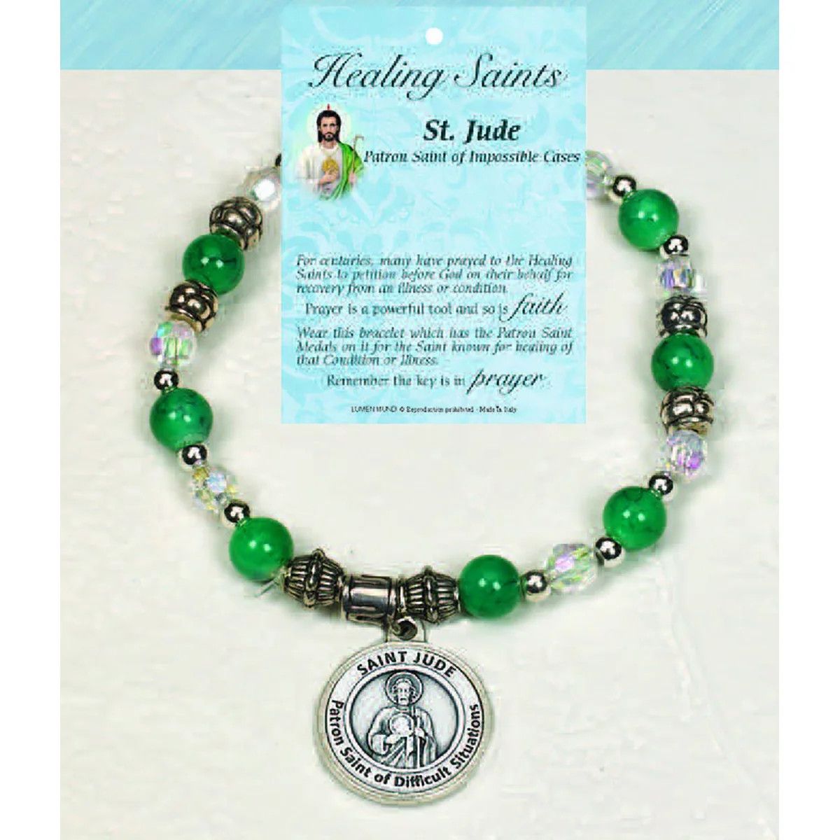 Saint Jude Healing Saint Stretch Bracelet w/medal
