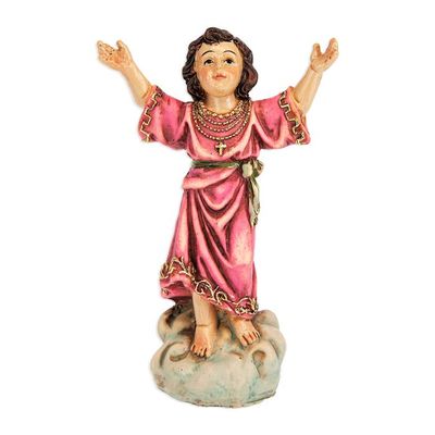 4" Cold Cast Resin Hand Painted Divino Niño Statue in deluxe window box