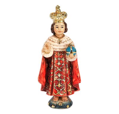 4" Cold Cast Resin Hand Painted Statue of Infant Jesus of Prague in deluxe window box