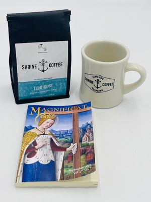 Monthly Magnificat + 12oz bag of whole bean Shrine Coffee - free Shrine Coffee mug as our gift when you subscribe!