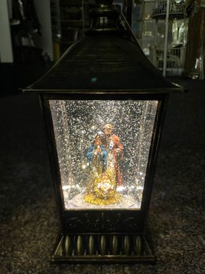 9.5&quot; Lighted Swirl Lantern Holy Family