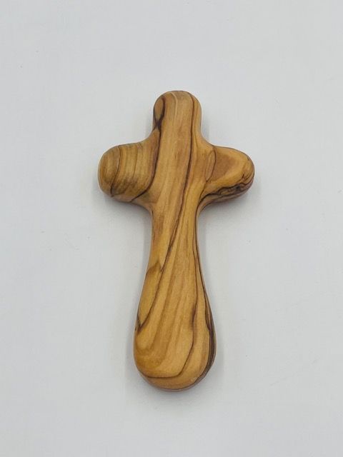 Comfort cross: olive wood large 2 1/2 x 4 1/4", made in Bethlehem