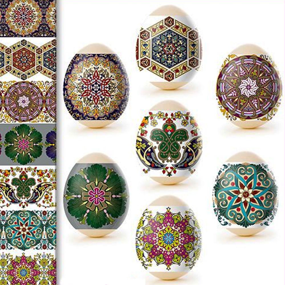 Egg Wraps Traditional Ukrainian Slavic Geometric and Floral Designs (7 wraps)