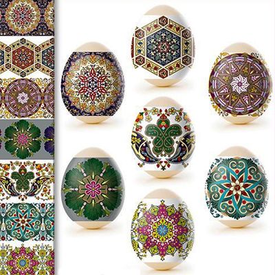 Egg Wraps Traditional Ukrainian Slavic Geometric and Floral Designs (7 wraps)