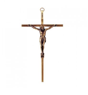 Bronze Plated Crucifix with Corpus Funeral Memorial Cross 8" x 4.5"