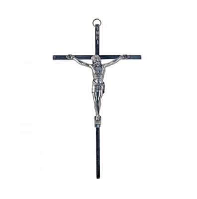 Silver Plated Crucifix with Corpus Funeral Memorial Cross 8" x 4.5"