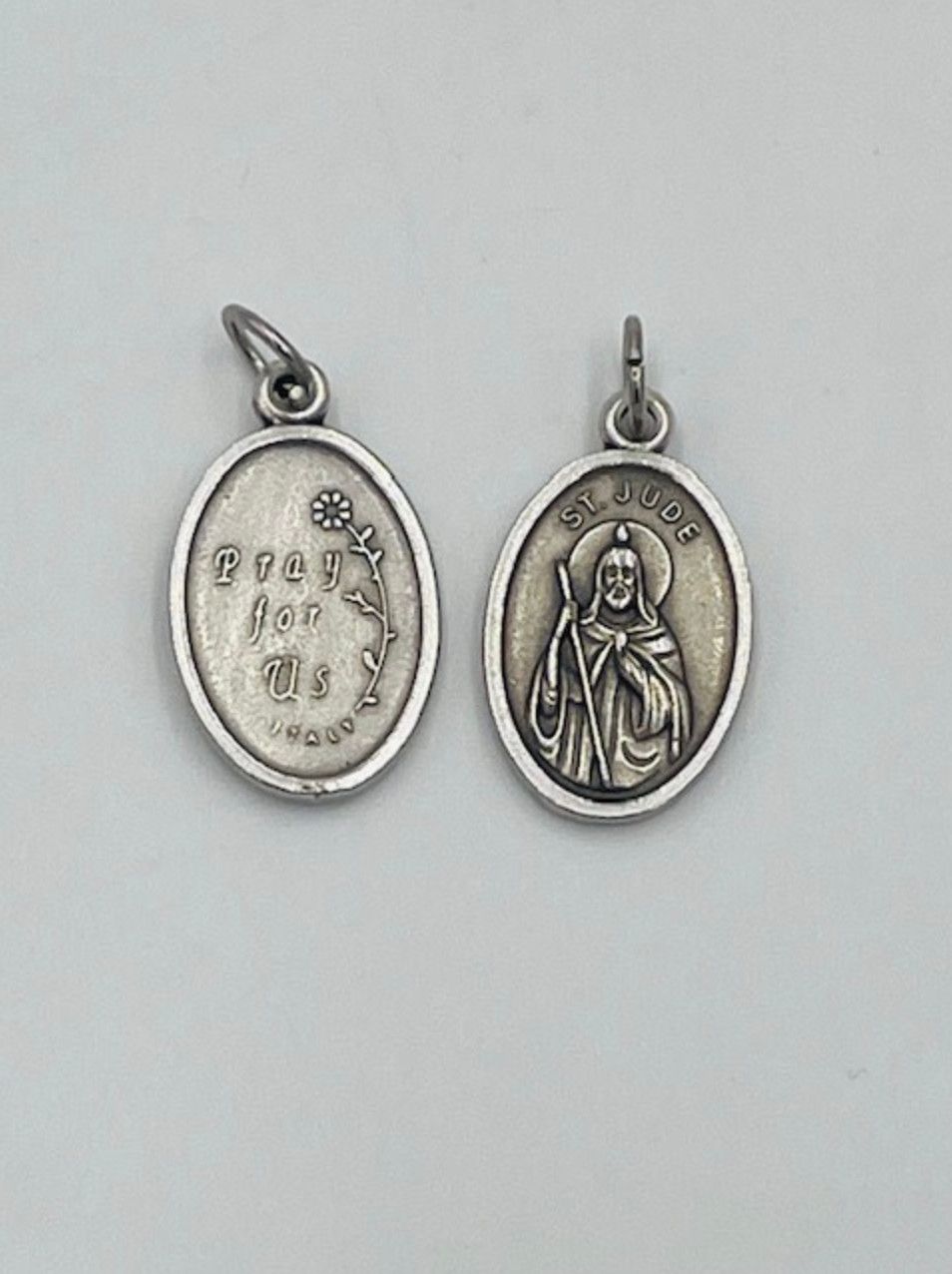 St Jude "Pray for Us" oxidized medal 1"