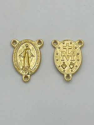 Miraculous Medal Rosary Center gold tone