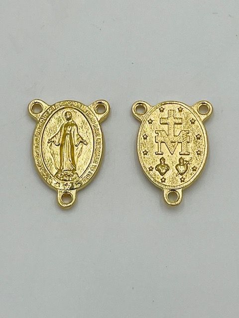 Miraculous Medal Rosary Center gold tone
