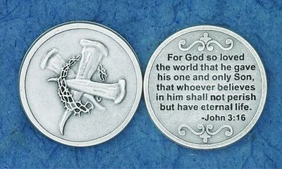 For God So Loved the World prayer pocket coin/token
