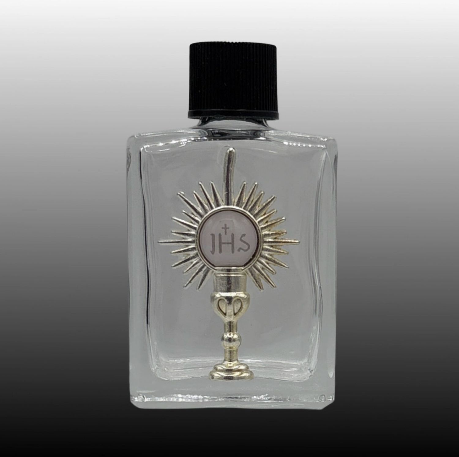 Holy Water Bottle - Holy Eucharist w/ Pewter Charm  2.5"