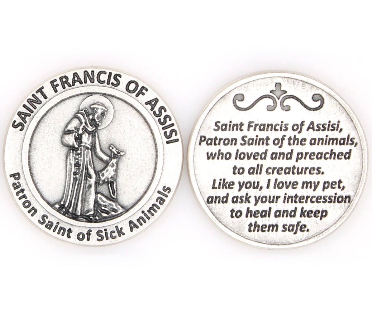 Saint Francis of Assisi - Patron Saint of Animals pocket prayer token/coin