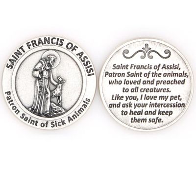 Saint Francis of Assisi - Patron Saint of Animals pocket prayer token/coin
