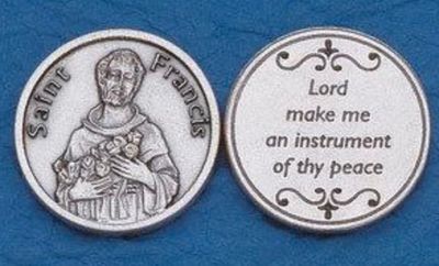 St Francis “Make Me an Instrument of Thy Peace” pocket prayer token/coin