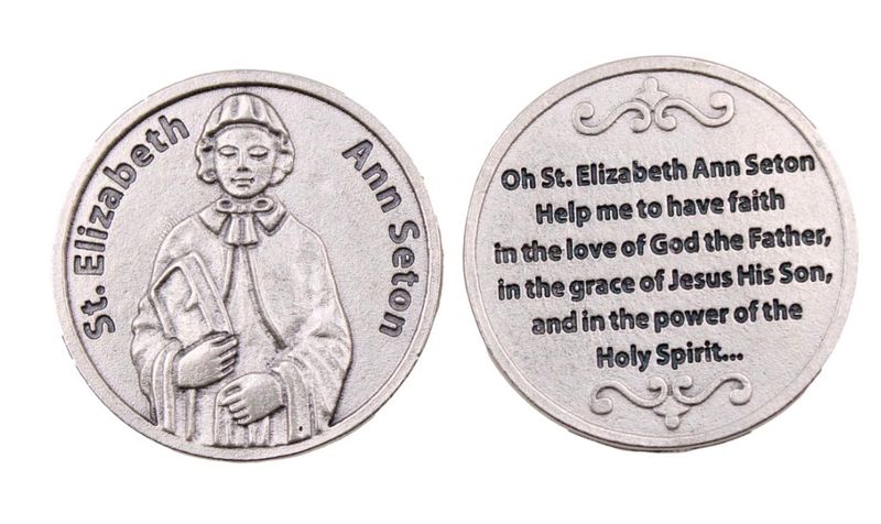 St Elizabeth Ann Seton pocket prayer token/coin