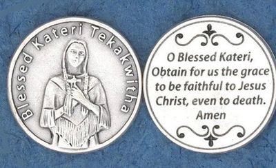 St Kateri Tekakwitha pocket prayer token/coin