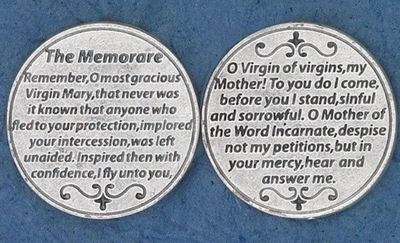 Memorare pocket prayer token/coin