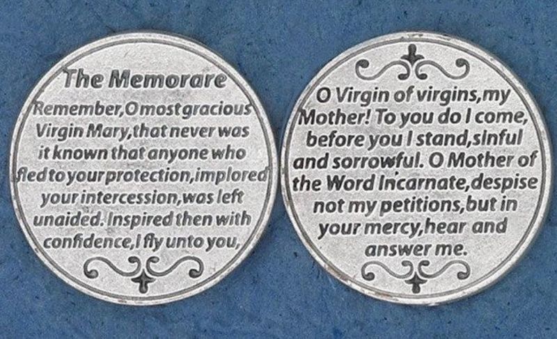 Memorare pocket prayer token/coin