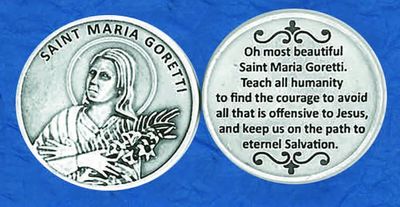 St Maria Goretti pocket prayer token/coin