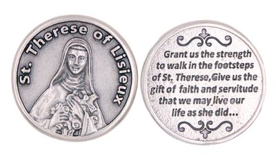 St Therese of Lisieux pocket prayer token/coin