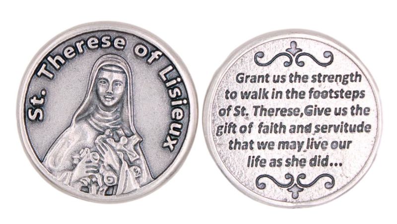 St Therese of Lisieux pocket prayer token/coin