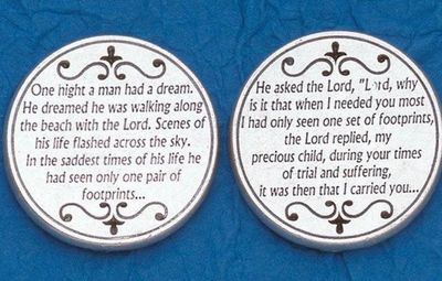 Footprints in the Sand pocket prayer token/coin