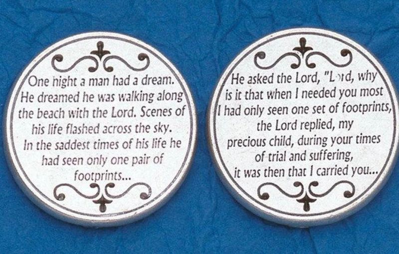 Footprints in the Sand pocket prayer token/coin
